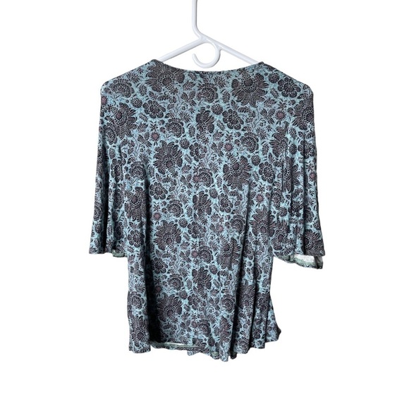 Haute Hippie Boho Floral Wrap Top - Size XS Blue Black Print - Picture 3 of 5